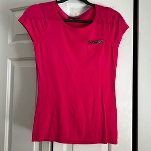 Pink sweater top with sequin pocket